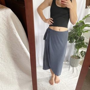Green envelope maxi blue long skirt with side tie